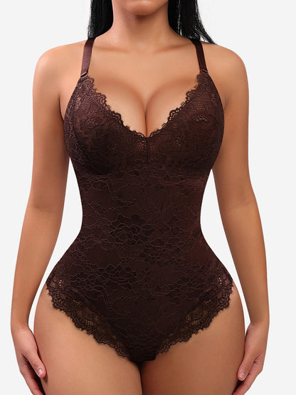 LaceLux™ Lace V Neck Full Bodysuit